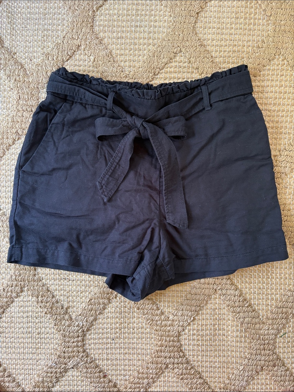 LC Lauren Conrad Black High-Waist Tie-Front Casual Shorts